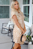 Abstract V Neck Short T Shirt Dress