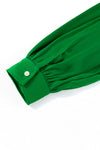 Emerald Green Balloon Sleeve Front Tie Blouse