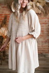 White Ruffled Puff Sleeve Dress