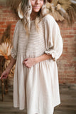White Ruffled Puff Sleeve Dress