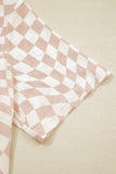 Checkered Crew Neck Mesh Top