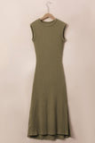 Olive Knit Sleeveless Maxi Dress