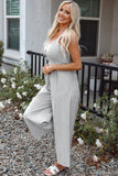 Stripe Sleeveless Wide Leg Jumpsuit