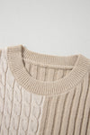 Khaki Knit Color Block Sweater