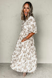 Floral Puff Sleeve Button Front Maxi Dress