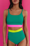 Color Block Trim High Waisted Bikini