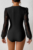 Black Lace Bishop Sleeve Bodysuit