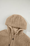 Khaki Fleece Zip Up Hooded Jacket