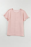 Rose Textured Ruffled Blouse