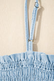 Denim Spaghetti Strap Smocked Romper