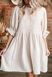 White Ruffled Puff Sleeve Dress