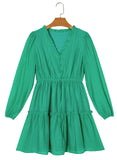 Kelli Green Frilly Puff Sleeve Dress