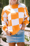 Checkered Bishop Sleeve Sweater | 3 Colors