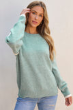 Jade Color Block Crewneck Sweater