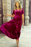 Red Dahlia Velvet Tiered Maxi Dress