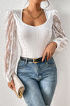 White Lace Bishop Sleeve Bodysuit