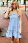 Spaghetti Strap Ruffle Hem Denim Dress
