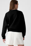 Black Drop Shoulder Crewneck Pullover Sweatshirt