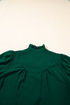 Green Frilled Trim Puff Sleeve Blouse