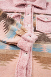 Pink Western Aztec Print Sherpa Jacket