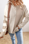 Khaki Knit Color Block Sweater