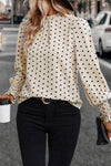 Polka Dot Frilled Collar Blouse