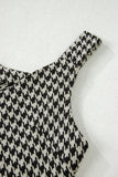 Houndstooth V Neck Sleeveless Dress