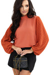 Russet Orange Swiss Dot Blouse