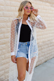 Polka Dot Button Mesh Kimono