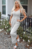 Stripe Sleeveless Wide Leg Jumpsuit