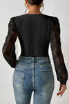 Black Lace Bishop Sleeve Bodysuit