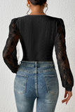 Black Lace Bishop Sleeve Bodysuit