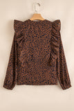 Leopard Ruffled Puff Sleeve Blouse