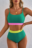 Color Block Trim High Waisted Bikini