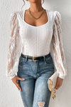 White Lace Bishop Sleeve Bodysuit