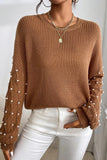 Pearled Drop Shoulder Round Neck Sweater