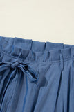 Belted Frilly Waist Wide Leg Pants