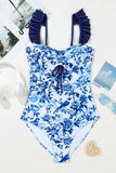 Cutout Ruffled Spaghetti Strap One Piece Swimsuit