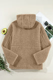 Khaki Fleece Zip Up Hooded Jacket