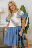 Stripe Denim Patchwork Dress