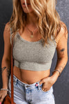 Grey U Neck Crop Top