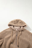 Khaki Fleece Zip Up Hooded Jacket