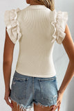 Ruffle Flutter Sleeve Ribbed Blouse