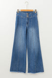 High Waist Raw Seamed Flare Jeans