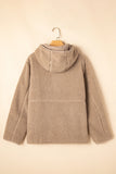 Khaki Fleece Zip Up Hooded Jacket