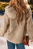 Khaki Fleece Zip Up Hooded Jacket