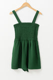 Green Pleated Square Neck Romper