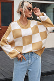 Checkered Bishop Sleeve Sweater | 3 Colors