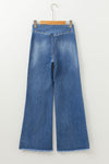 High Waist Raw Seamed Flare Jeans