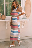 Multicolor Stripe Slit Maxi Dress
